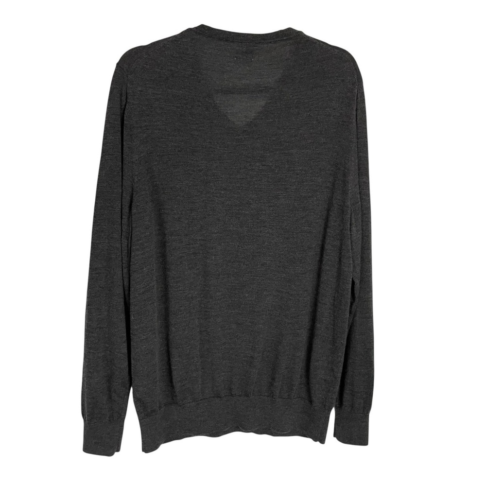 John Lewis Mens 100% Merino Wool Sweater Size XL Charcoal V-Neck Office Classic - Picture 3 of 7